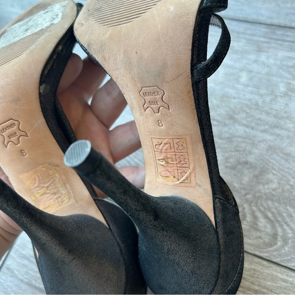 BCBGMAXAZRIA Metallic Black All Leather Heeled Sandals - Picture 12 of 14